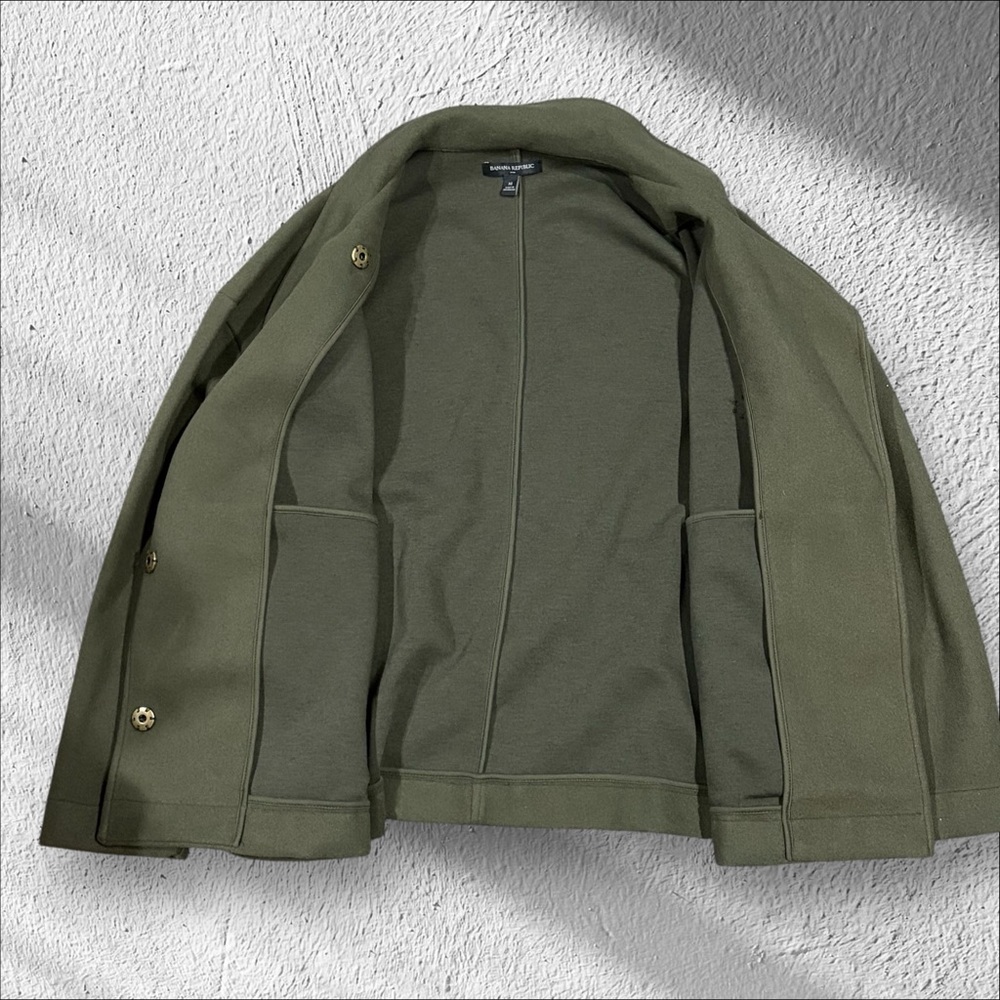 Banana Republic Melton Moto Jacket Camo‎ Green Women’s M Oversized Funnel Neck - Picture 9 of 11